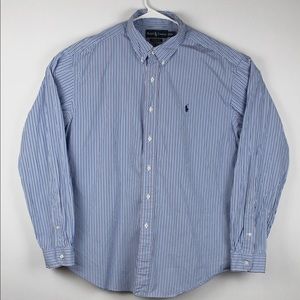 Ralph Lauren Mens Oxford Shirt Blue White Stripe